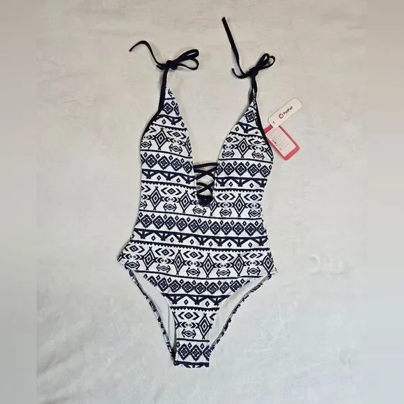 🌿NWT "PatPat" tribal print one piece swimsuit size Small - Picture 1 of 11